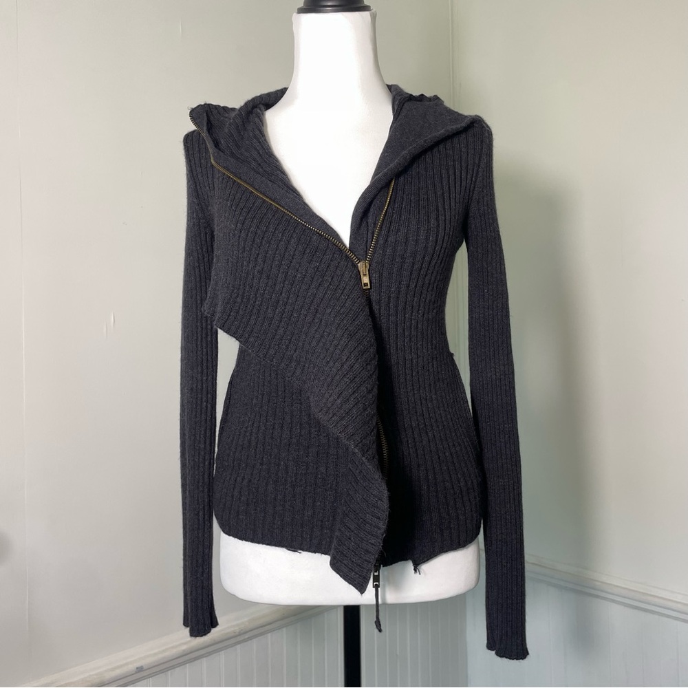 Jean Paul Gaultier Vintage Black Double Zip  Asymmetrical Long Sleeve Sweater